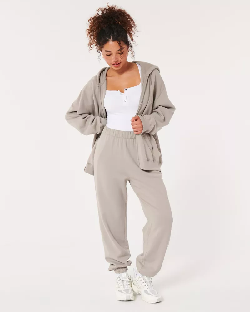 Women's Feel Good Adjustable Rise Fleece Dad Joggers, Women's Clearance