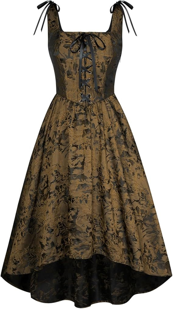Scarlet Darkness Jacquard Renaissance Overdress for Women High Low Hem Victorian Dress | Amazon (US)