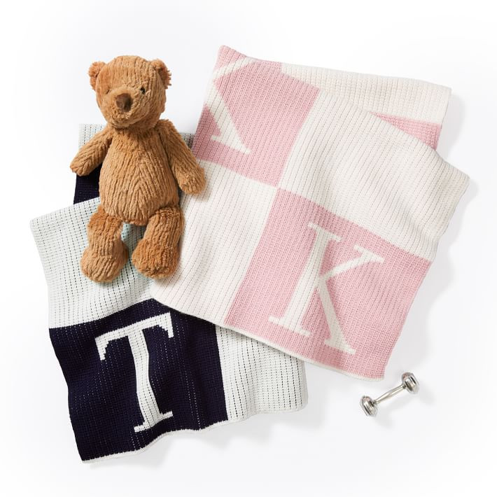 Initial Block Baby Crib Blanket | Mark and Graham