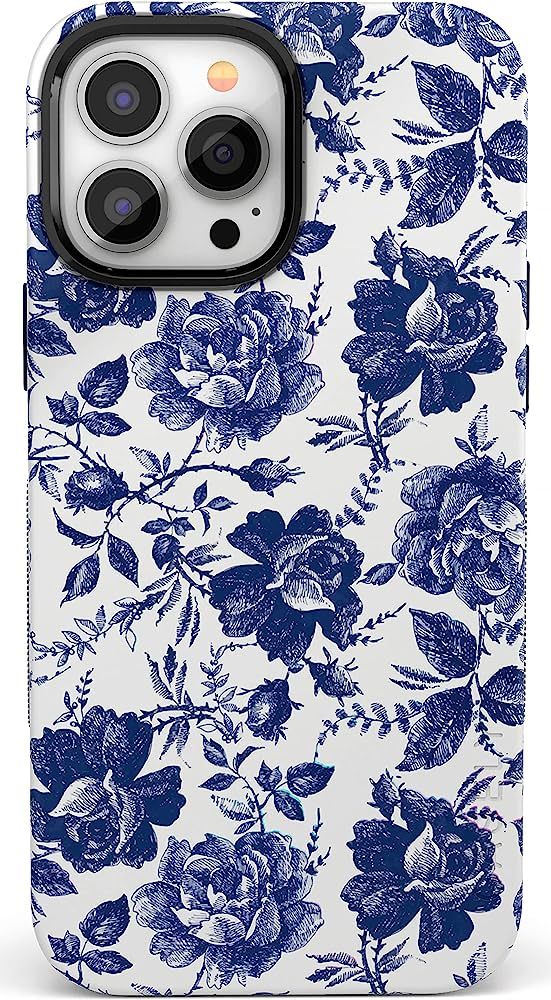 Casely iPhone 13 Pro Max Floral Case | Compatible with MagSafe | Rose to Fame | Blue & White Rose... | Amazon (US)