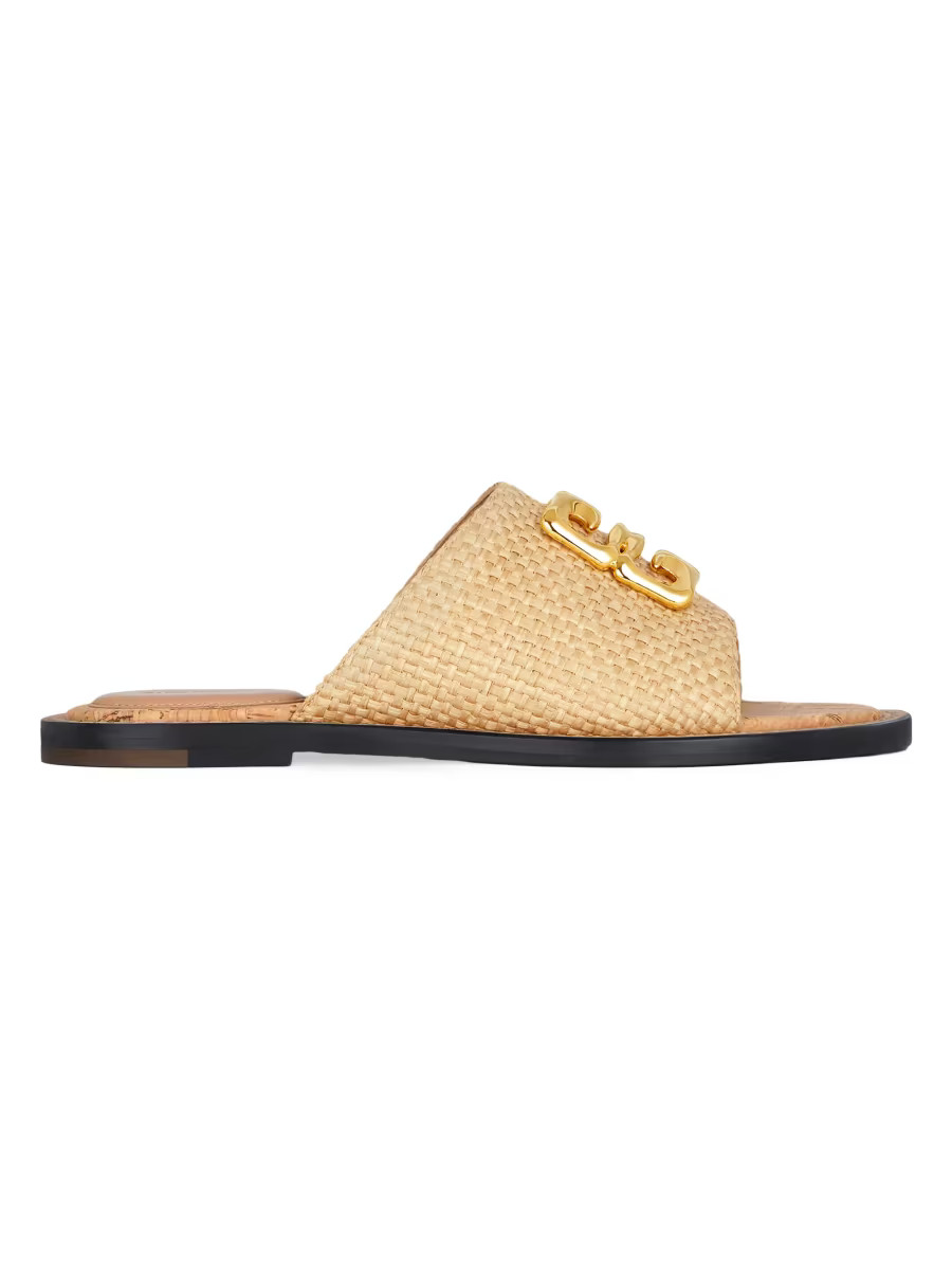 4G Liquid Flat Mules in Raffia | Saks Fifth Avenue