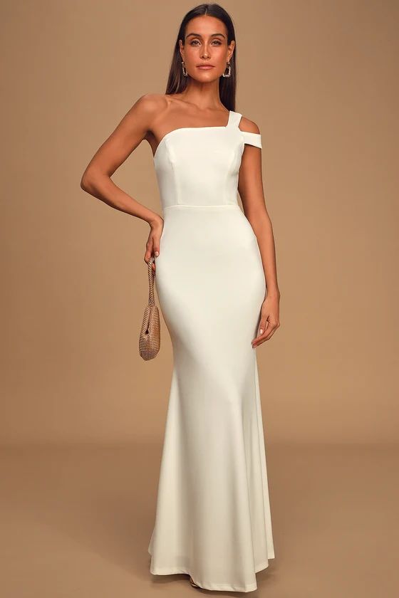 Make an Entrance White One-Shoulder Mermaid Maxi Dress | Lulus (US)