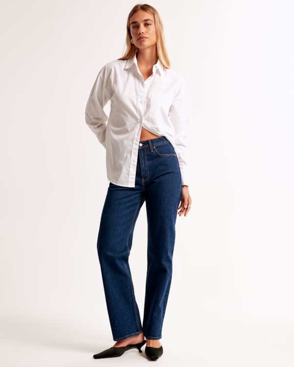 Women's Curve Love High Rise Vintage Straight Jean | Women's Bottoms | Abercrombie.com | Abercrombie & Fitch (US)