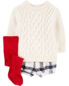 3-Piece Cable Knit Sweater & Short Set | Carter's