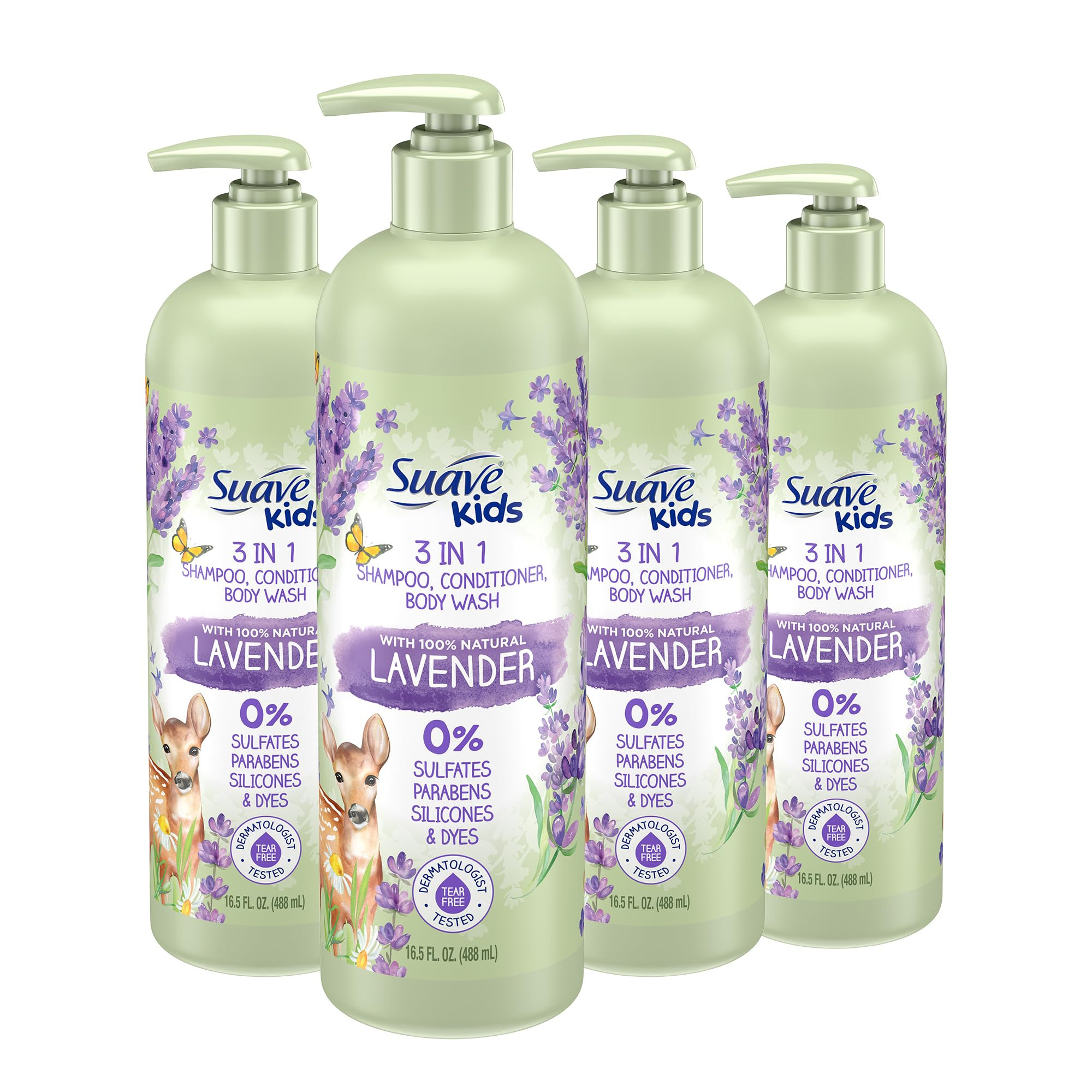 Suave Kids Natural Lavender Oil 3-in-1 Tear Free, Body Wash, Shampoo and Conditioners, No Sulfate... | Amazon (US)