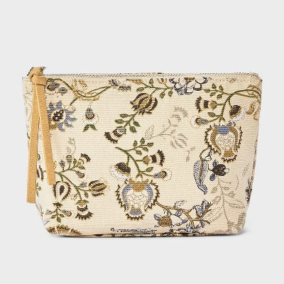 Canvas Embroidery Zip Travel Pouch - Universal Thread™ Beige | Target