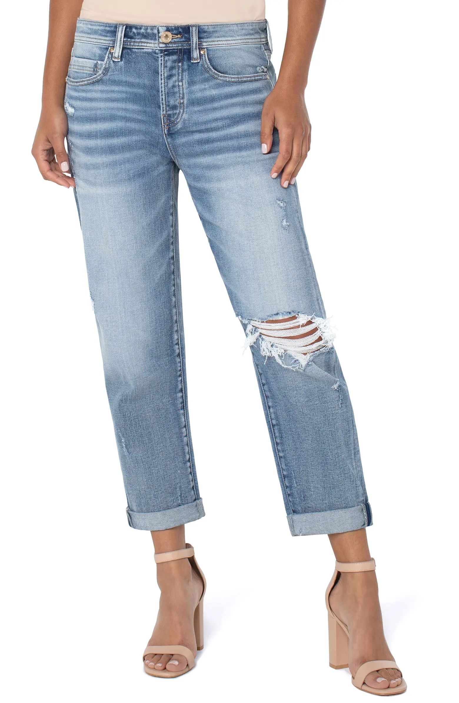 The Real Boyfriend Roll Cuff Straight Leg Jeans | Nordstrom