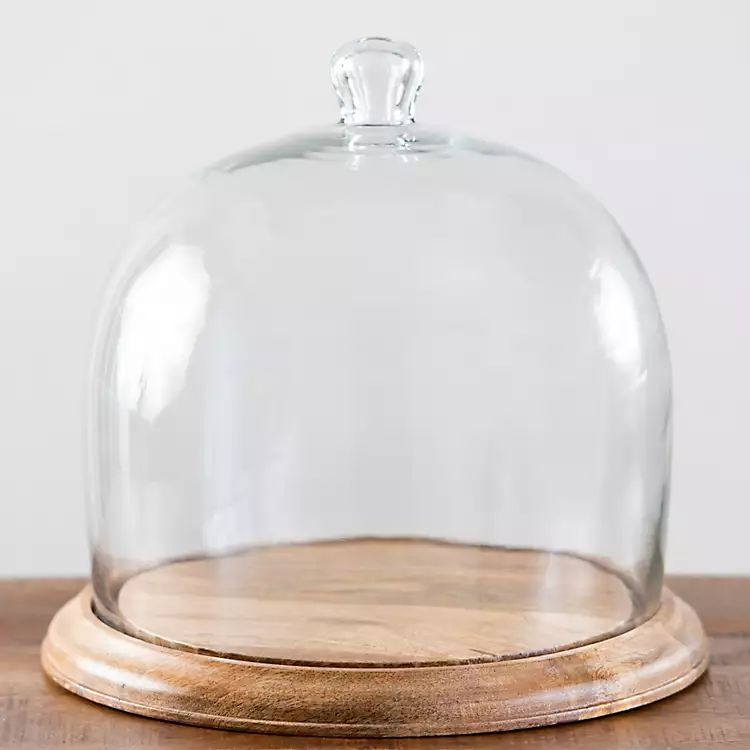 New!Glass Cake Dome with Natural Wooden Base | Kirkland's Home