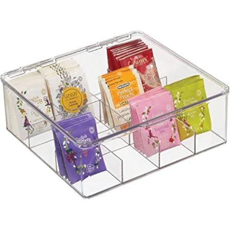 mDesign Plastic Stackable Tea Bag Storage Bin Organizer Box Holder with Lid for Kitchen Cabinets, Co | Amazon (US)