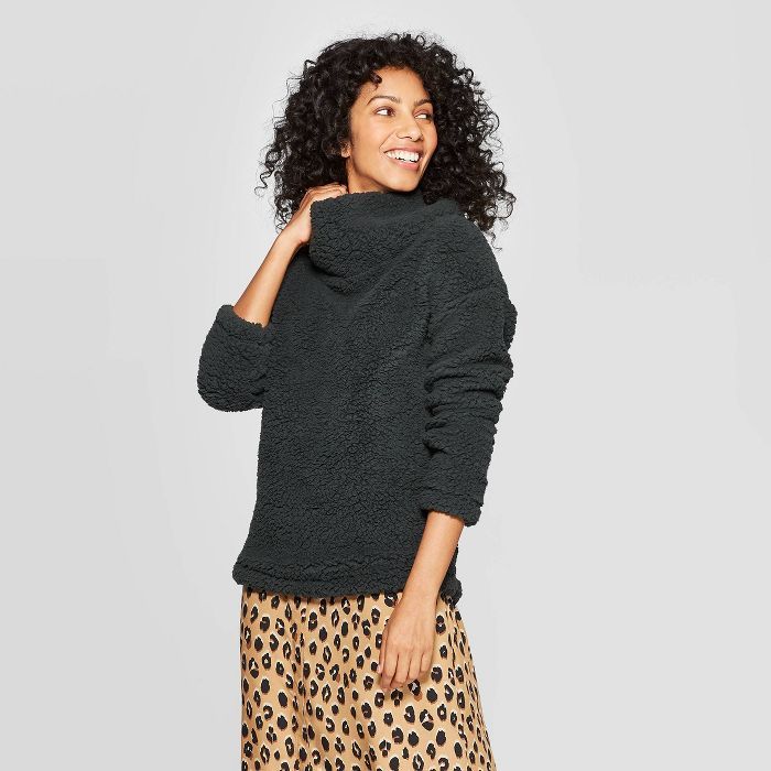 Women's Any Day Long Sleeve Turtleneck Sherpa Pullover - A New Day™ | Target