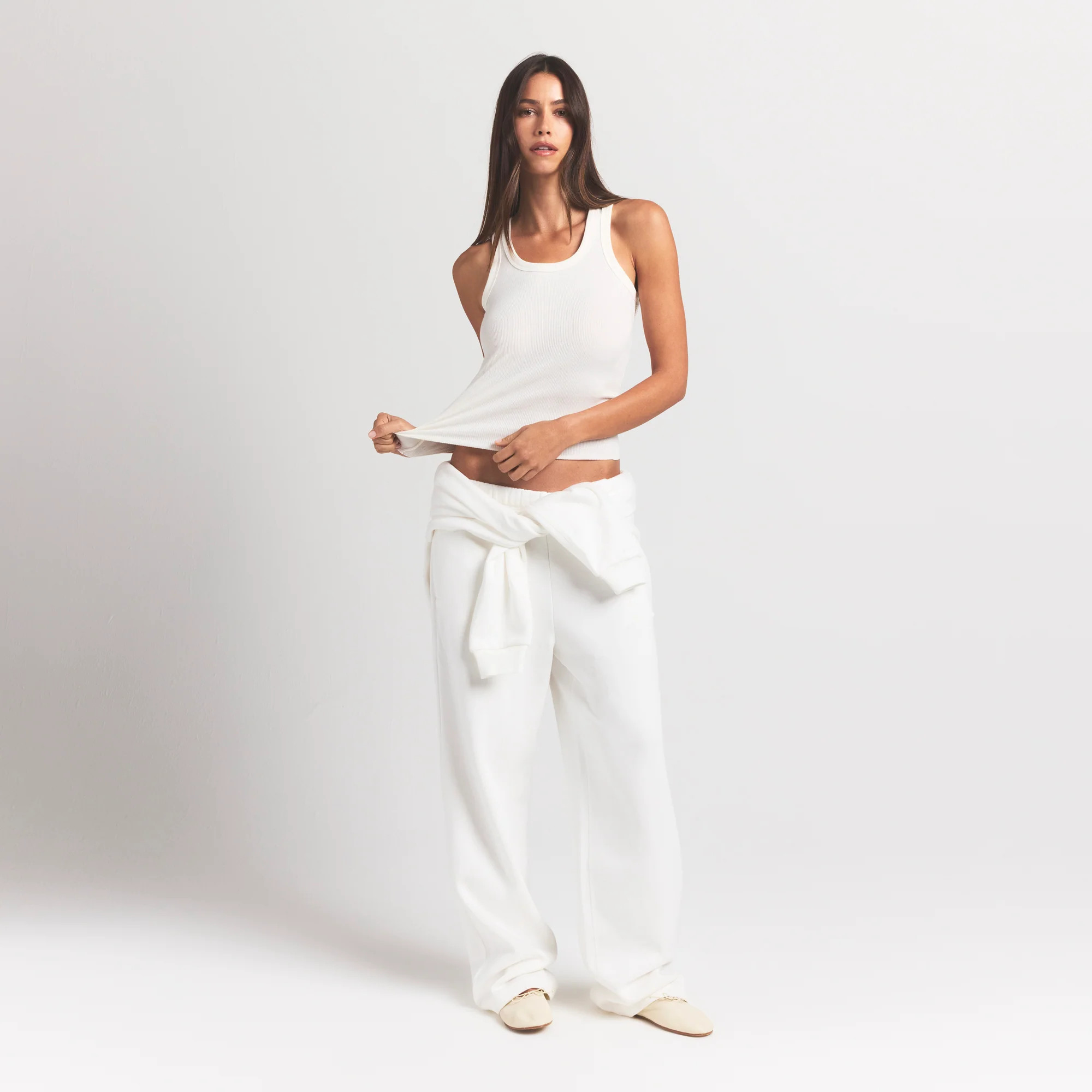 SKIMS Classic Straight Leg Pants | White | 3XL | Cotton Fleece | SKIMS (US)