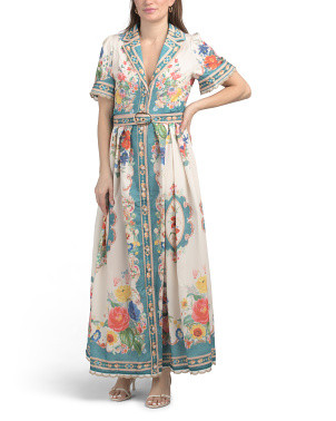 Short Sleeve Floral Maxi Dress With Belt | Casual Dresses  | Marshalls | Marshalls