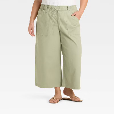 Women's High-Rise Wide Leg Cropped Drawstring Pants - Ava & Viv™ | Target