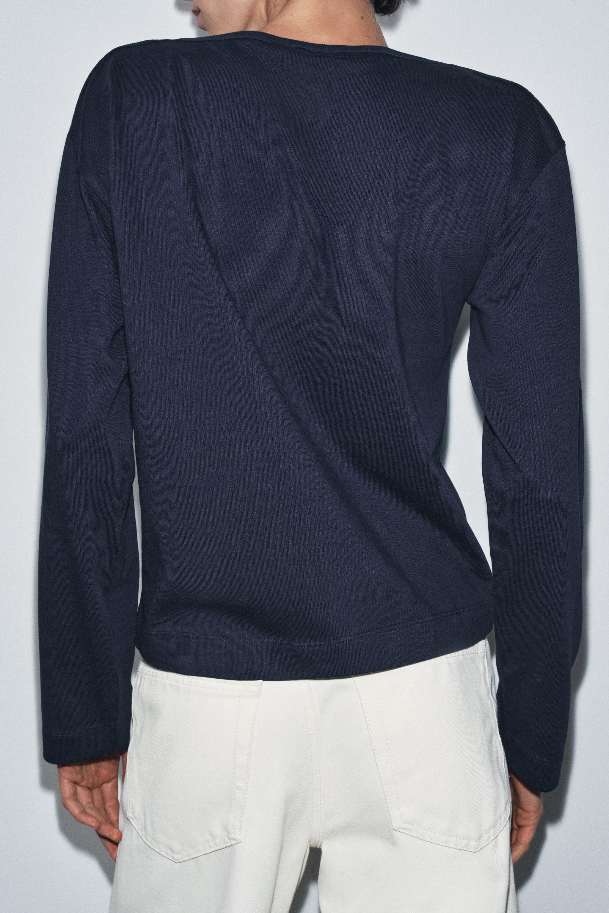 BOAT NECK T-SHIRT WITH LABEL | Zara US