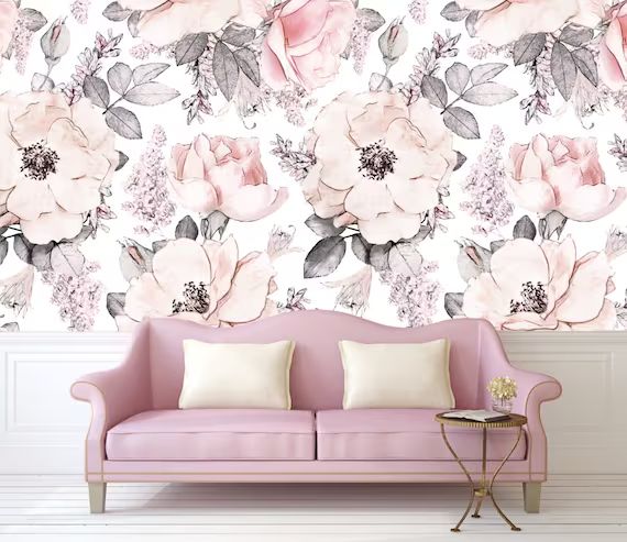 Snowy Rose Wallpaper. Wallpaper for Baby Room. Kids Room | Etsy Canada | Etsy (CAD)