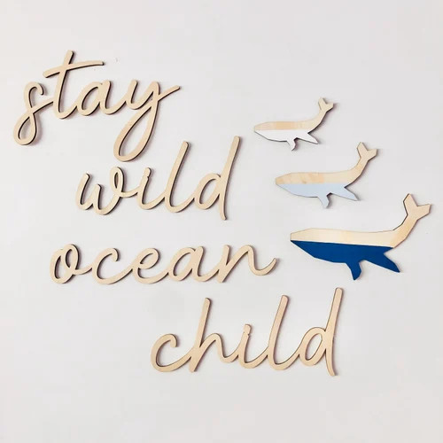Stay Wild Ocean Child Nursery Wooden Wall Script Art - Etsy | Etsy (US)
