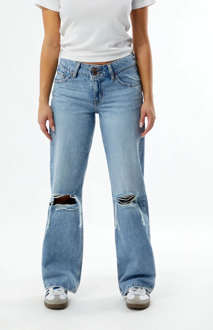Levi's Women's Medium Indigo Ripped Superlow Loose Jeans - Size 28W X 32L | PacSun