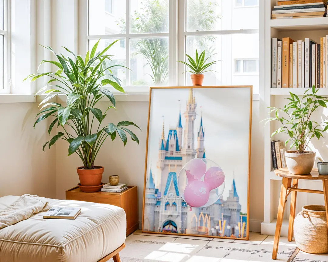 Pink Mickey Balloon Cinderella Castle Wall Art | Digital Wall Art Disney Wall Art Instant Downloa... | Etsy (US)