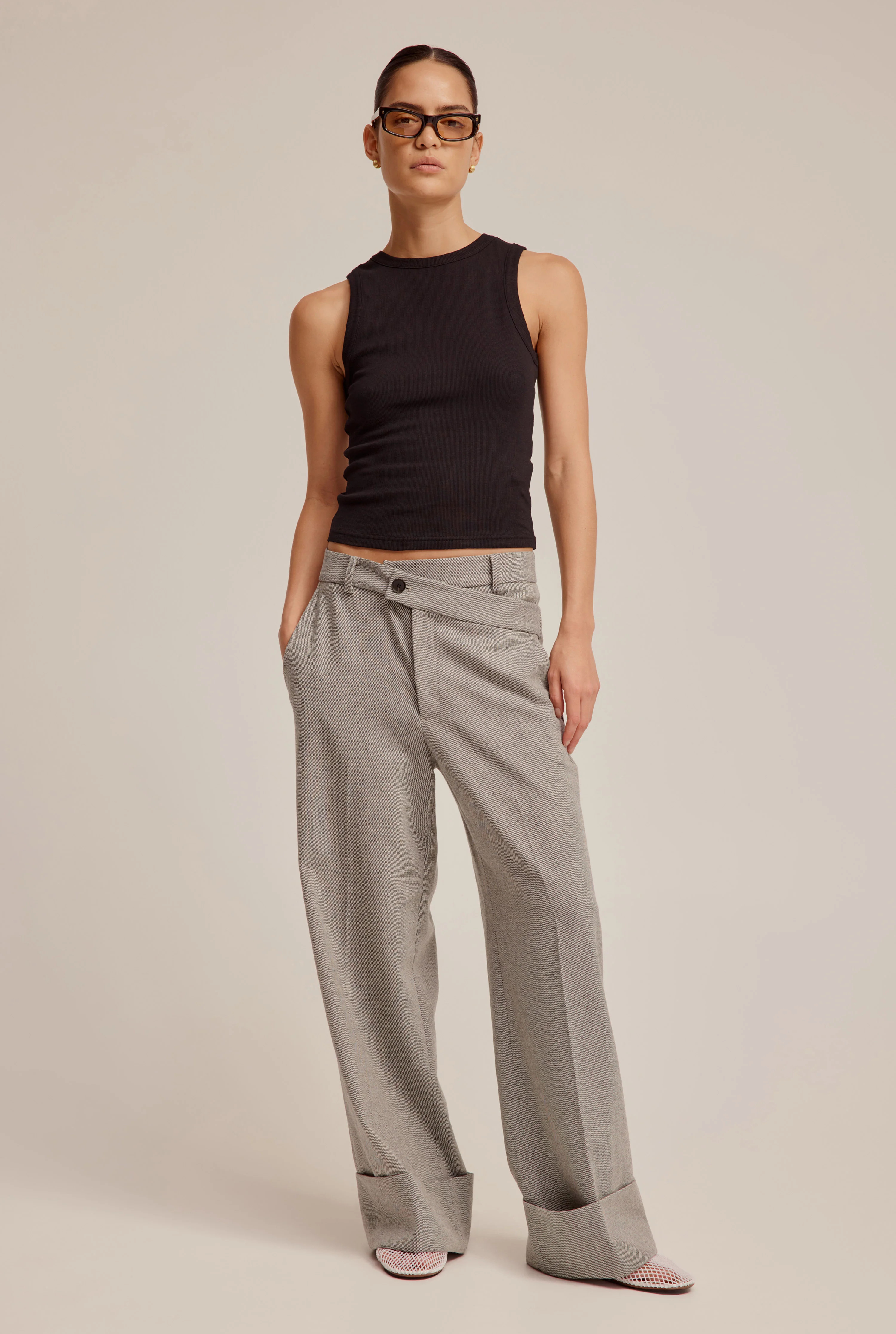 Wool Cuffed Wide Leg Pant | Venroy AU