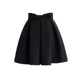 Sweet Your Heart Bowknot Pleated Skirt in Black | Chicwish