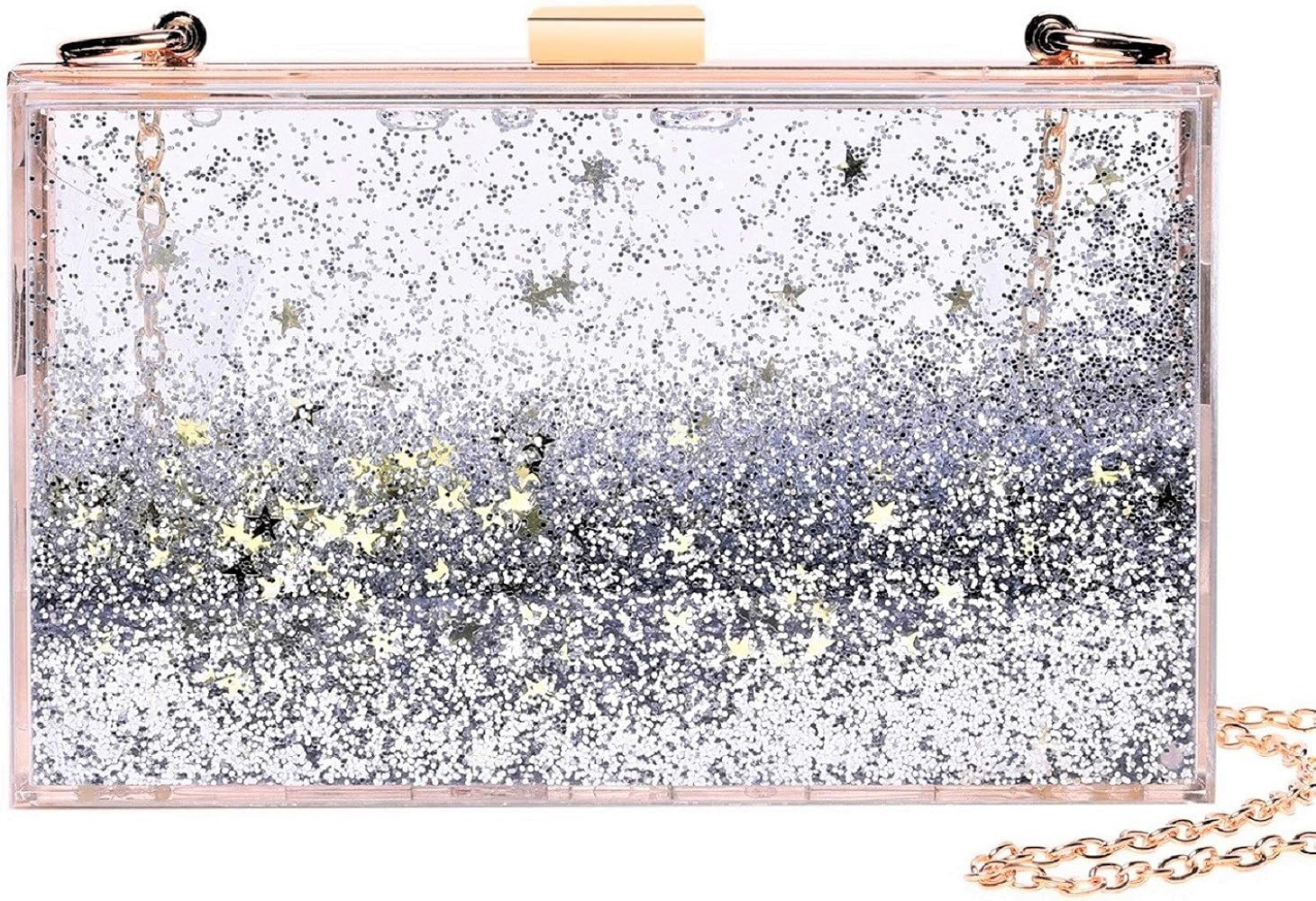 JeVenis Magical Transparent Sequins Clutch Purse Evening Handbag For Party Prom Bride | Amazon (US)