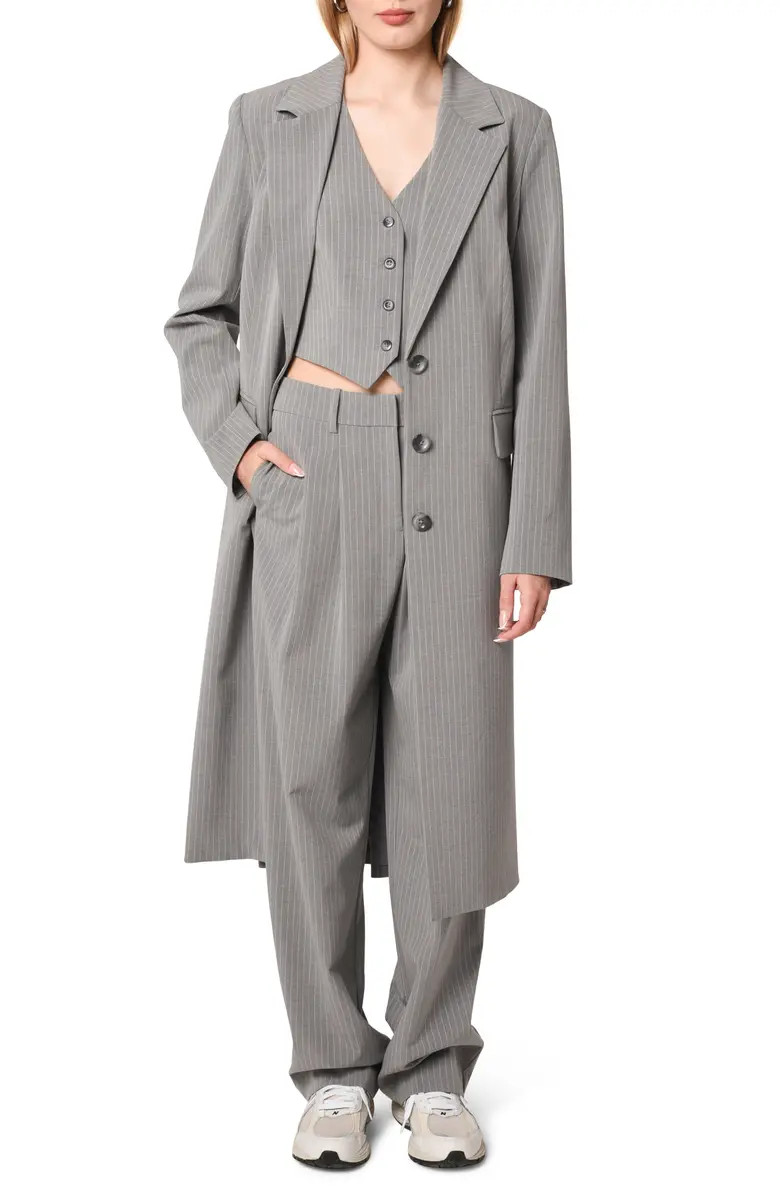 Icon Pinstripe Longline CoatWAYF | Nordstrom