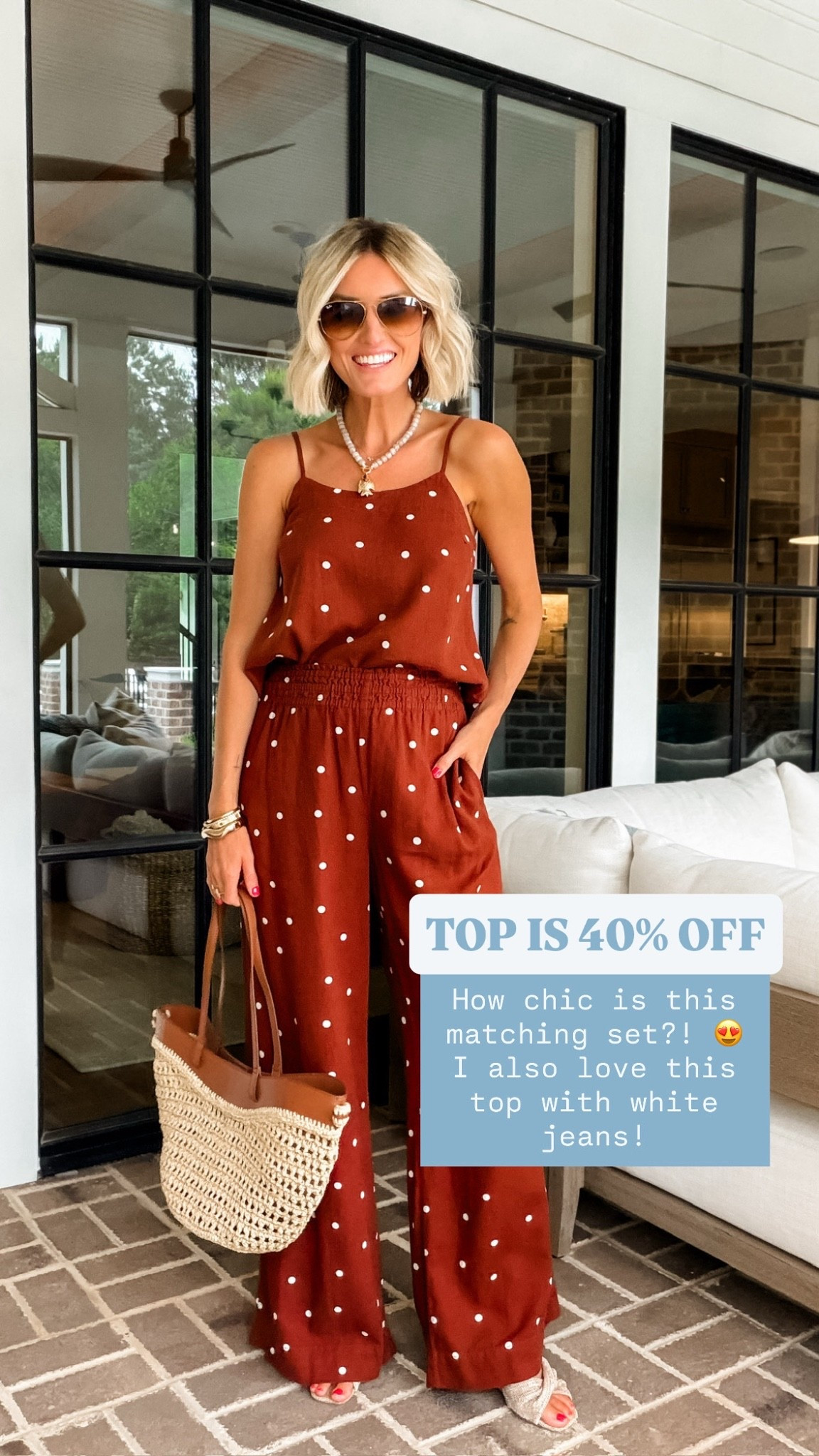Polka dot is currently trending, and I’m loving it! This set is so chic, and you can easily style these pieces separately! I also styled the top with white denim! The top is currently on major sale! Wearing XS in top & S in pants!

Loverly Grey, summer outfit, Target sale, July 4th sale, matching sets, polka dots

#LTKSeasonal #LTKSaleAlert
