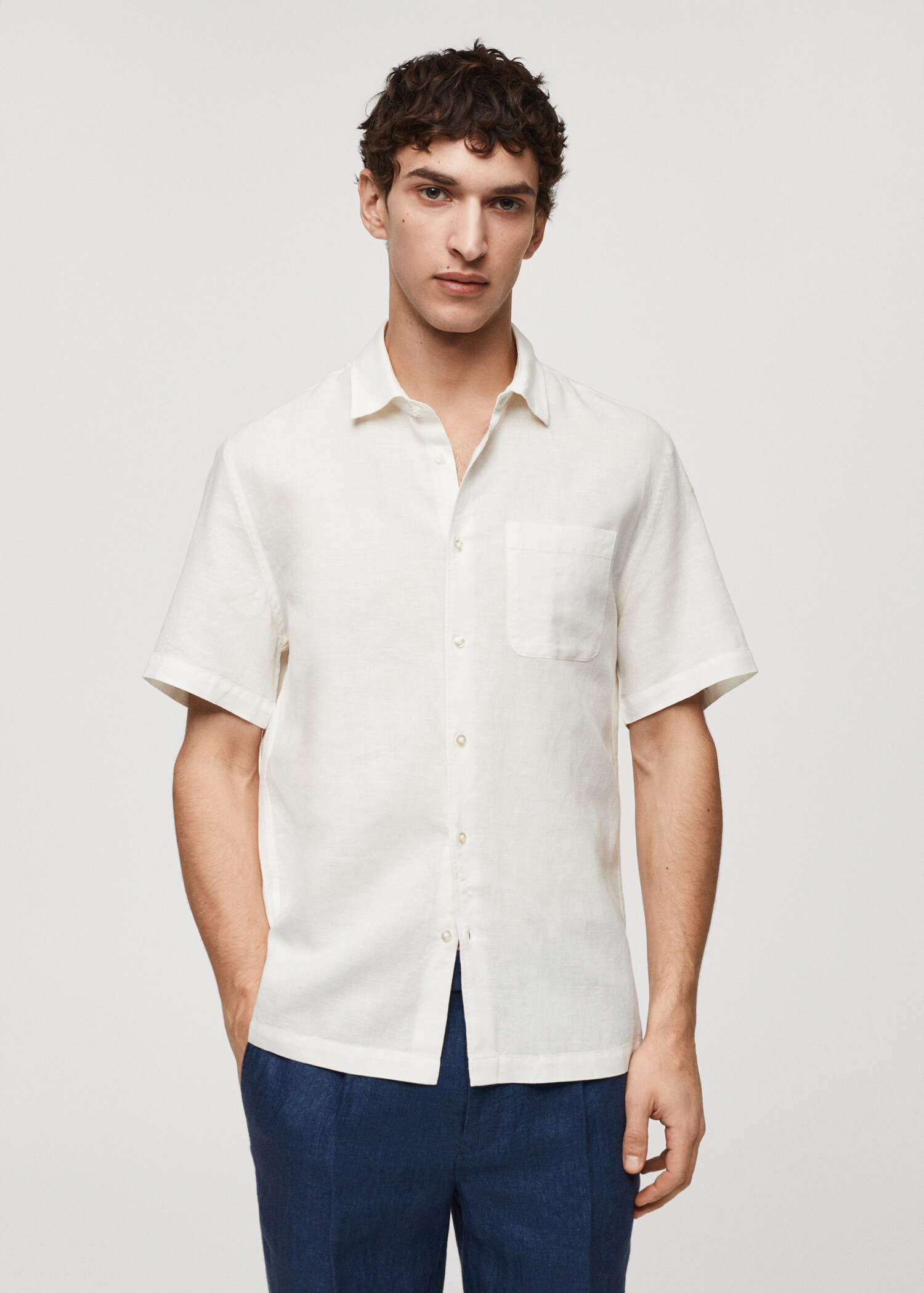 Regular-fit linen shirt with pocket | MANGO (US)
