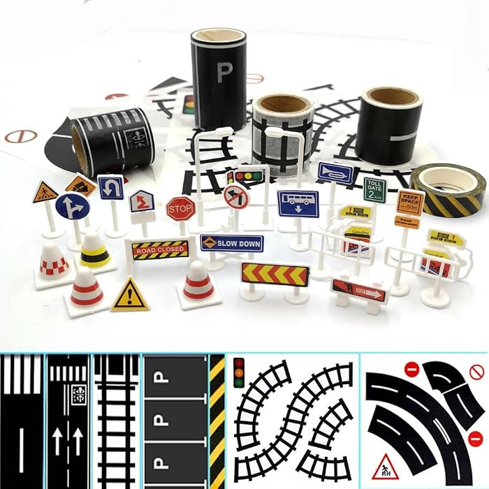 Road Tape for Toy Cars & Trains Black Track 3 Rolls Road Tape 197 inch by 1.9 inch, Packing Traff... | Amazon (US)