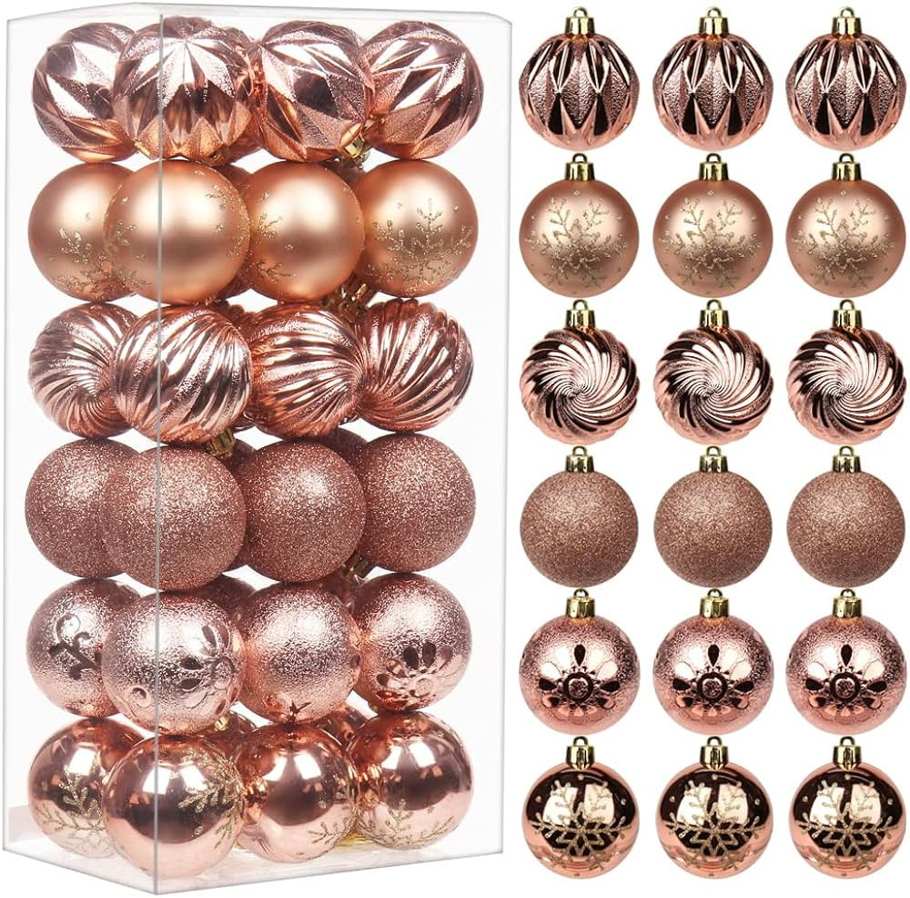 2.36" Christmas Ball Ornaments 36 Pcs Christmas Tree Decorations Set Shatterproof Small Rose Gold... | Amazon (US)