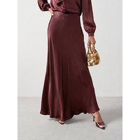 The Very Collection Satin Bias Cut Maxi Skirt - Burgundy | Very (UK)