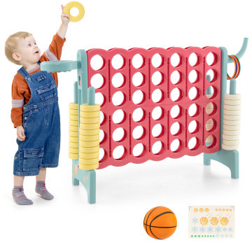 4-in-a-Row Connect Game with Basketball Hoop and Toss Ring | Costway US Affiliate