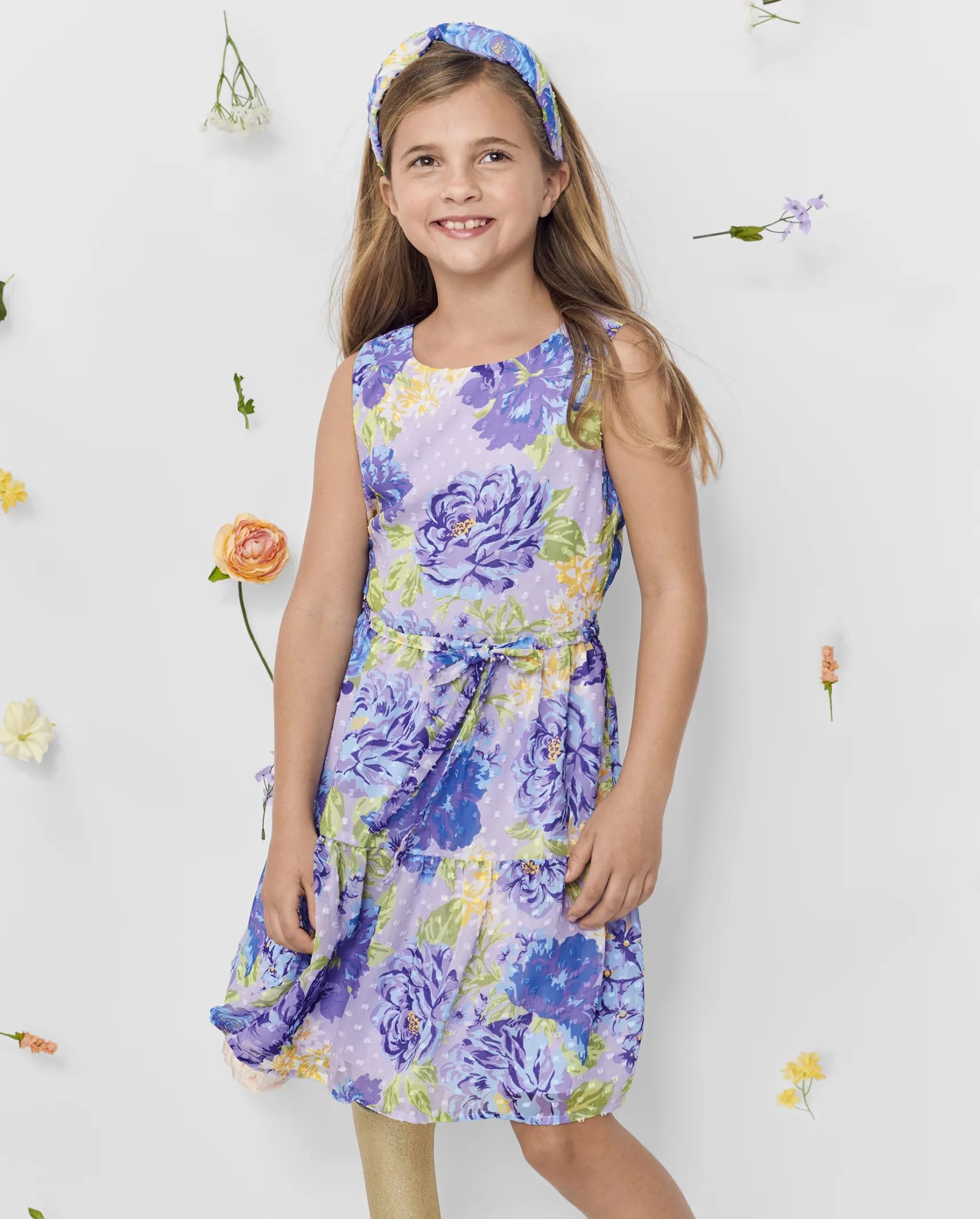 Girls Mommy And Me Floral Tiered Dress - petal purple | The Children's Place