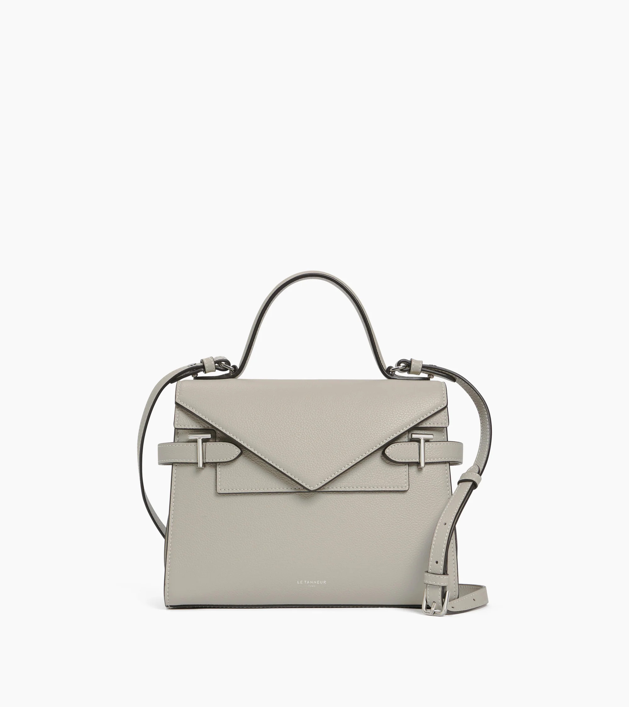Emilie medium handbag with double flap in grained leather | Le Tanneur