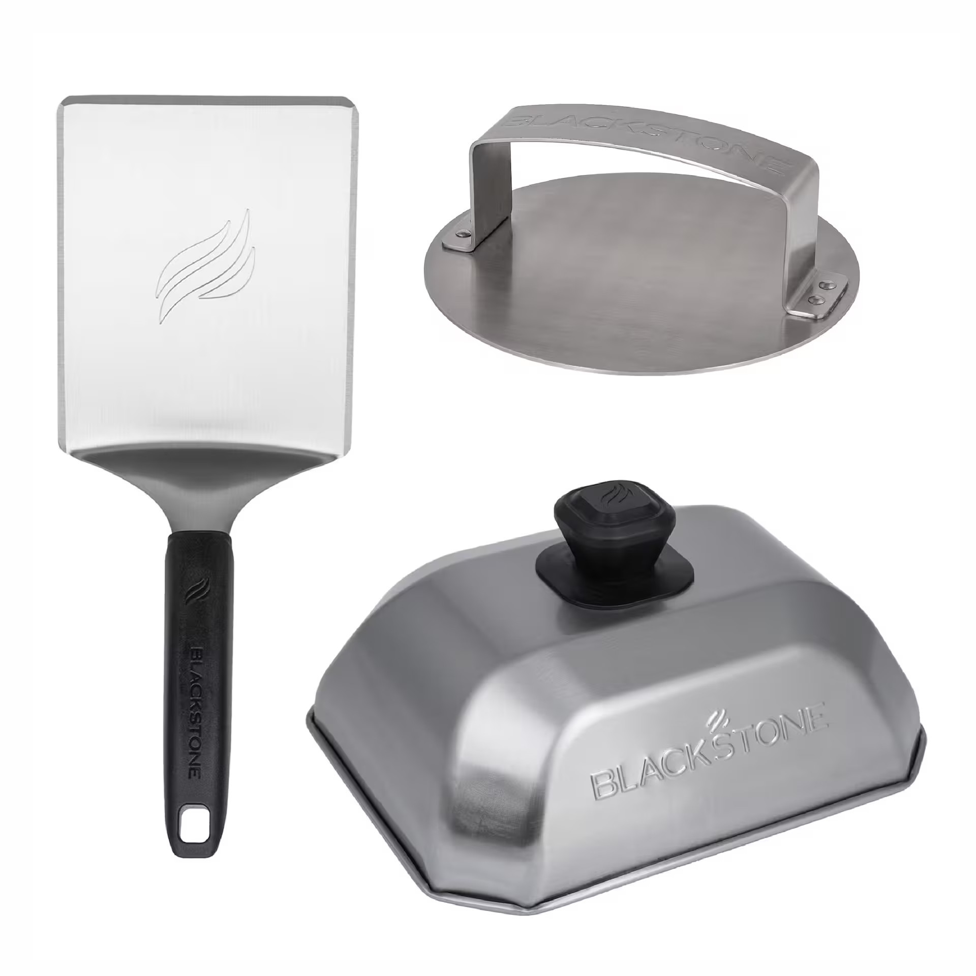 Blackstone - 3-Piece Press and Sear Smash Burger Kit with Burger Press, Burger Spatula, and Basting Dome - Silver | Best Buy U.S.