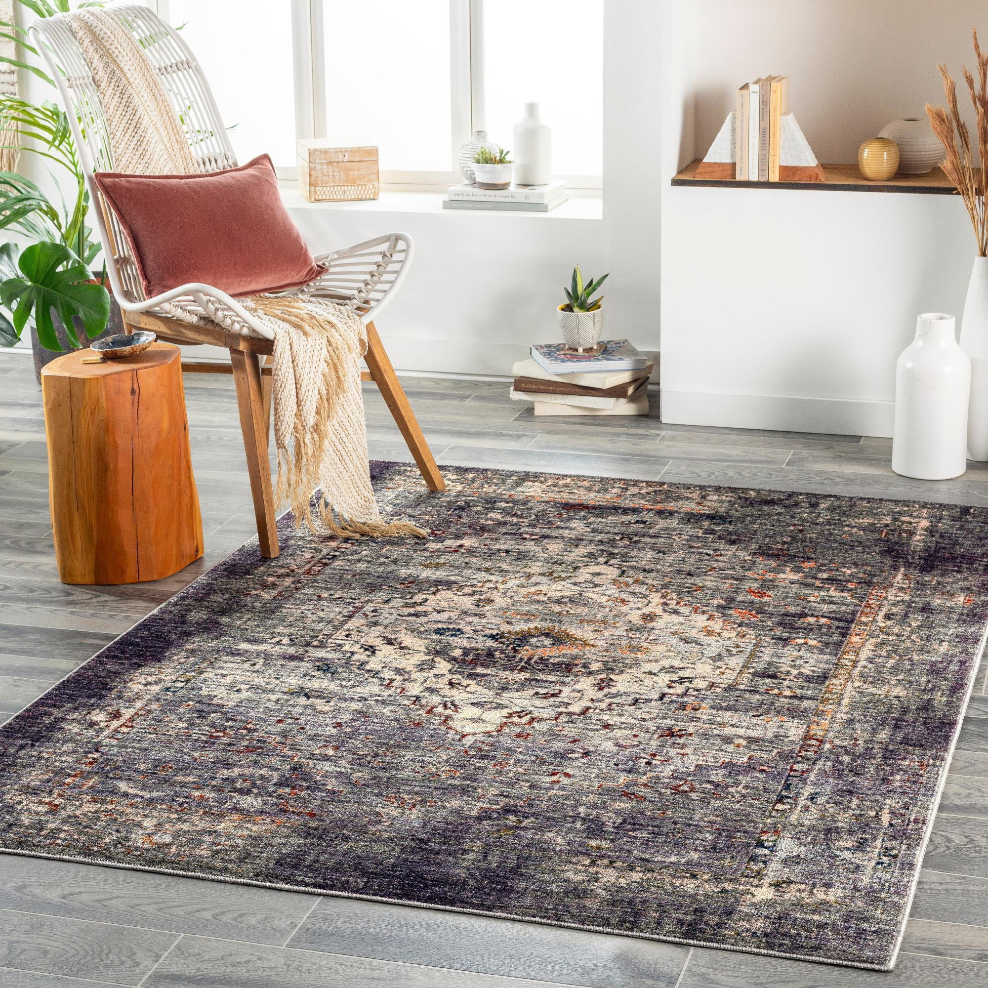 Mark&Day Washable Area Rugs, 2x4 Veedersburg Traditional Dark Brown Area Rug (2'7" x 4') | Walmart (US)
