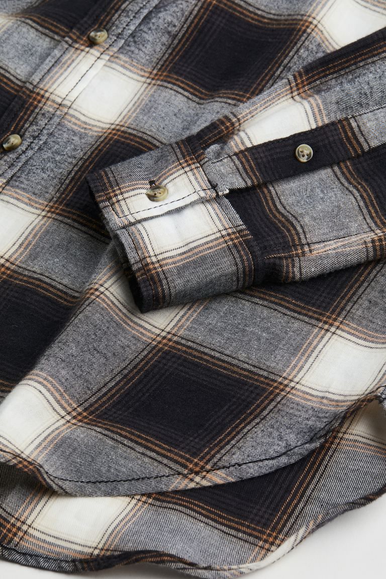 Cotton Flannel Shirt - Black/plaid - Ladies | H&M US | H&M (US + CA)