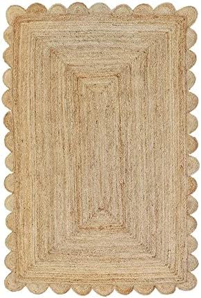 Scalloped Natural Jute Area Rug, Natural Color (10'X14') | Amazon (US)
