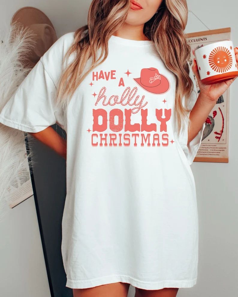 Holly Dolly Christmas Shirt Comfort Colors Cute Trendy Boho - Etsy | Etsy (US)