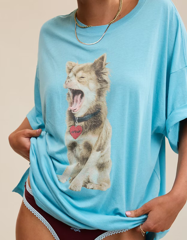 Aerie Sleep Happens Night Tee Women's Teal S | Aerie
