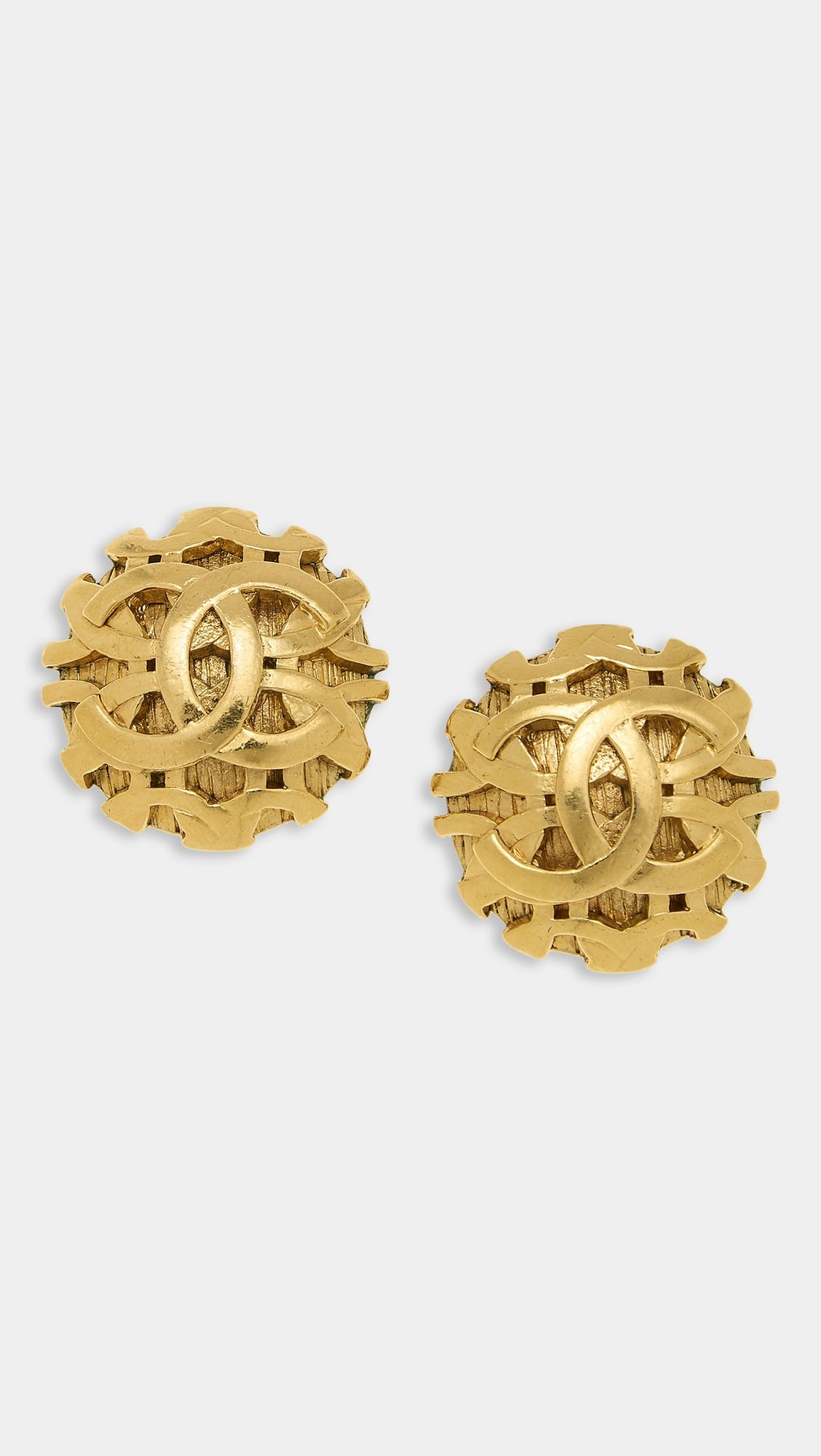 Chanel Gold CC Round Earrings | Shopbop