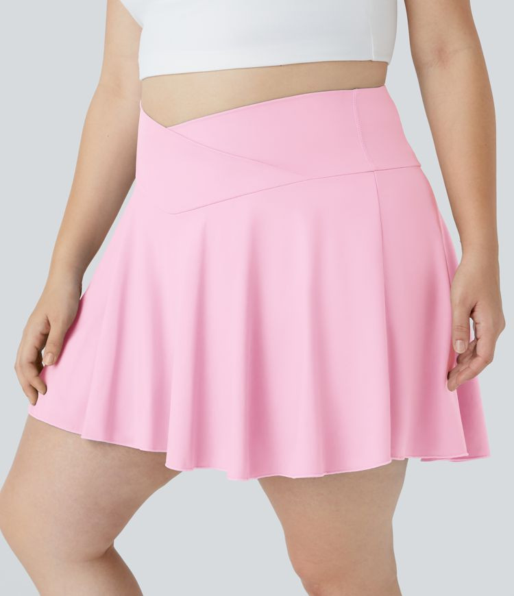 Women’s Softlyzero™ Airy Comfy High Waisted Crossover 2-in-1 Side Pocket Plus Size Flare Cool... | HALARA