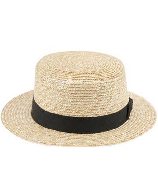Unisex Straw Skimmer Boater Hat | Macys (US)