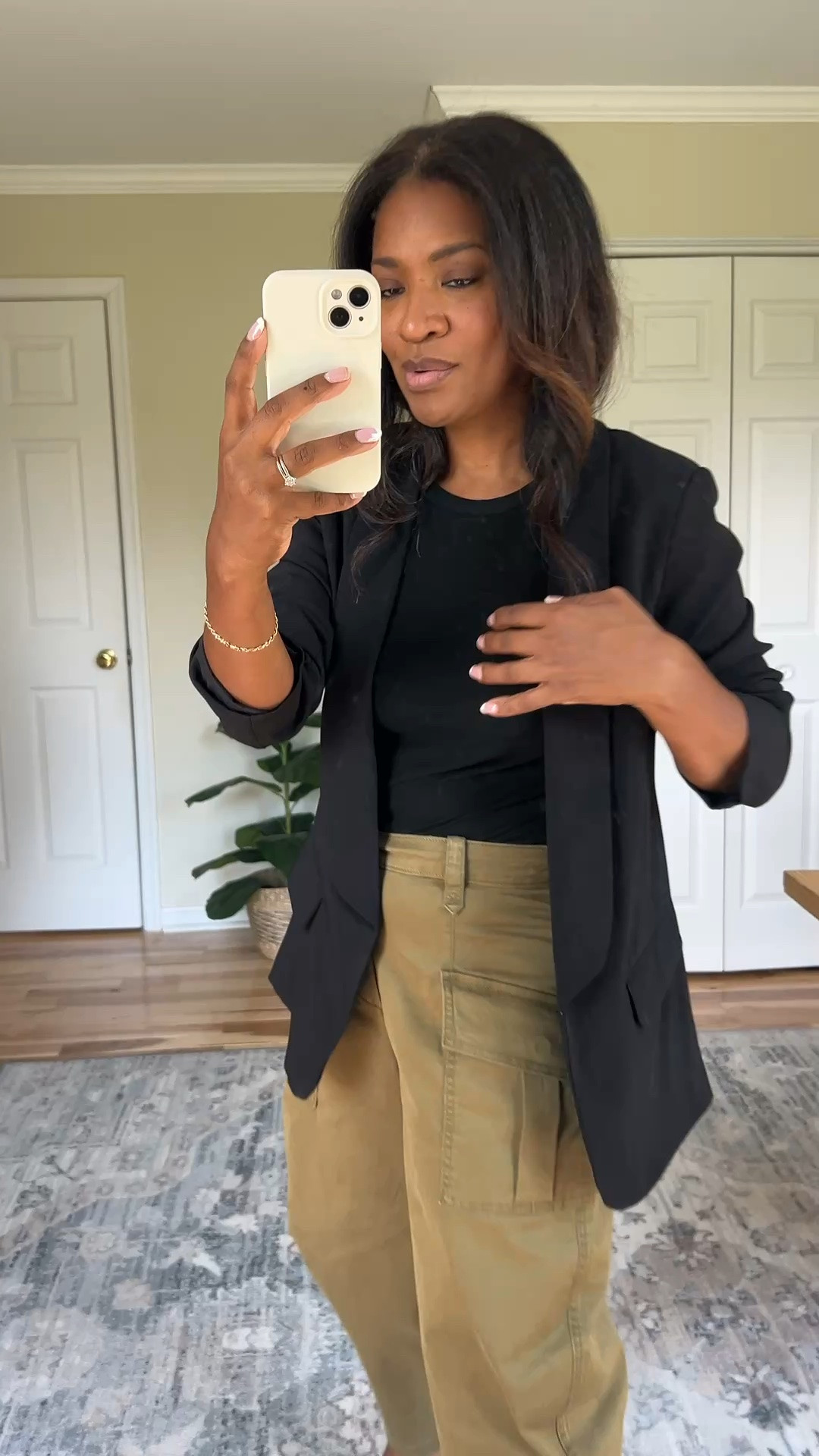 Wearing a small in the pants. Medium in the tan hooded jacket. Small and everything else. Size 1/2 down in the Adidas sneakers. 
￼

#LTKootd #LTKgrwm #LTKOver40