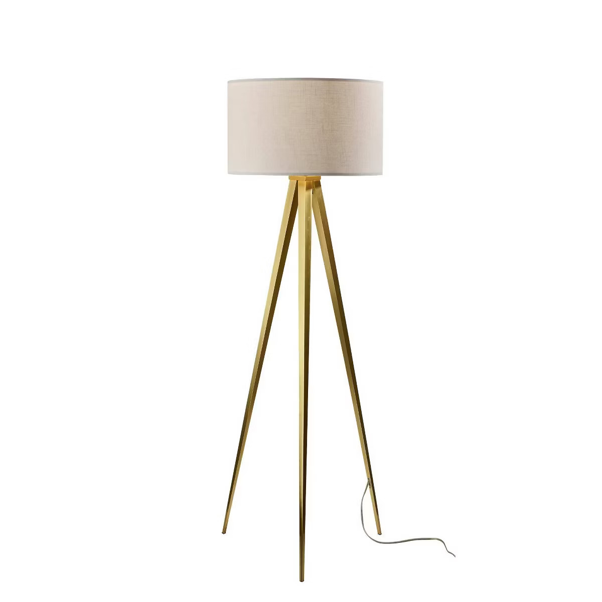 Adesso Director Floor Lamp Antique Brass: Tripod Base, Polyester Drum Shade, ETL Listed | Target