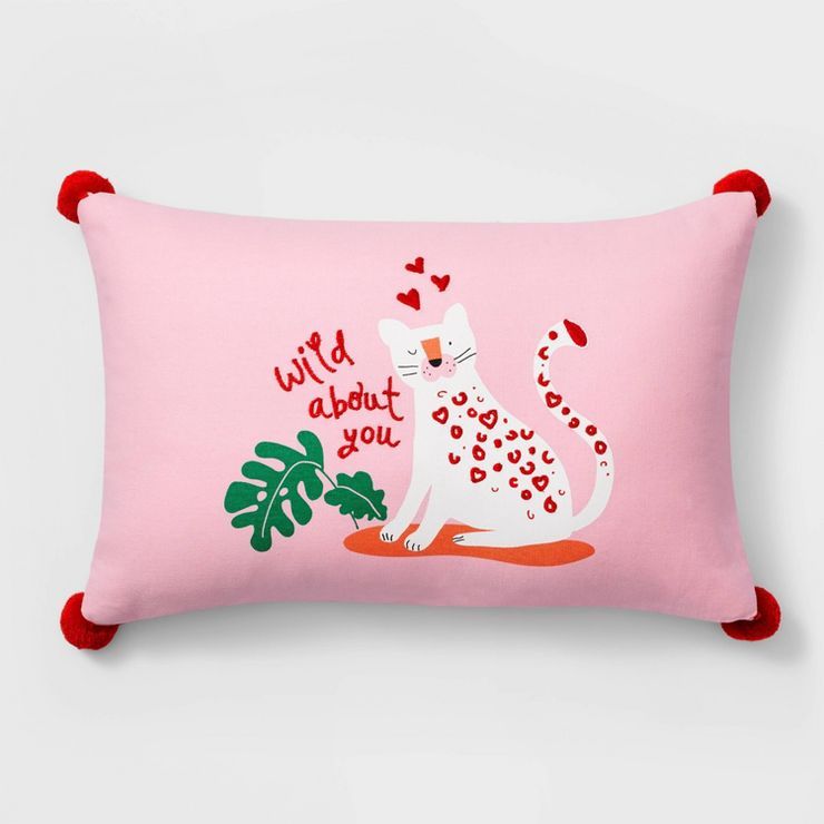 'Valentine's Day Wild About You' Lumbar Throw Pillow Pink - Spritz™ | Target