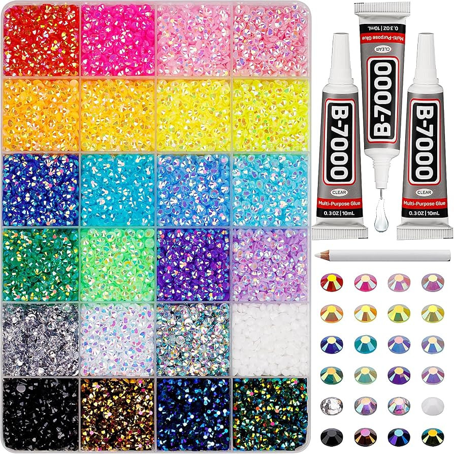 16000Pcs Rhinestones for Bedazzling, 4mm Bedazzler Kit with Flatback Rhinestones for Clothes Craf... | Amazon (US)