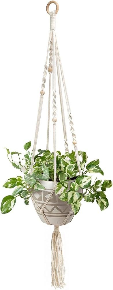 Keylivin Macrame Plant Hangers Indoor Beaded Hanging Planter Basket Decorative Flower Pot Holder ... | Amazon (US)