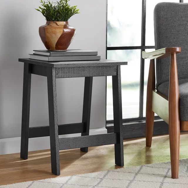 Mainstays Small Square Wood Side Table, Black Finish | Walmart (US)