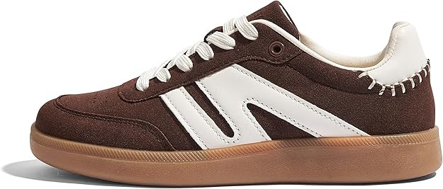 LUCKY STEP Women Classic Retro Gum Sole Fashion Sneakers Casual Tennis Skate Shoe Genuine Leather... | Amazon (US)